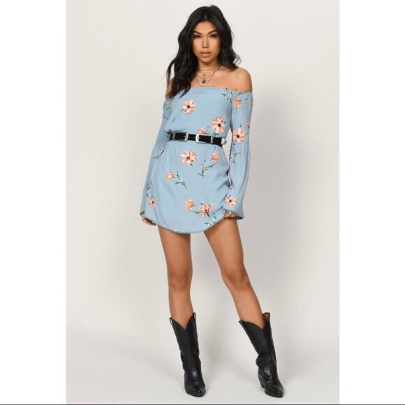 Blue floral shift dress - Picture 3 of 4